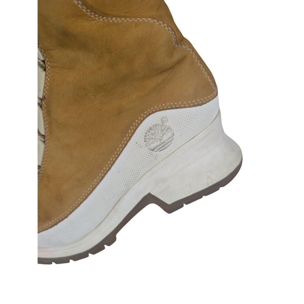 TIMBERLAND! PECAN BROWN GENUINE LEATHER, NUBUCK FINISH, UNIQUE HEEL BOOTS! 8M - Picture 13 of 16
